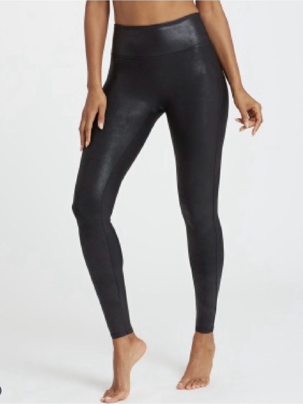 SPANX Faux-Leather High-Waist Leggings in Black